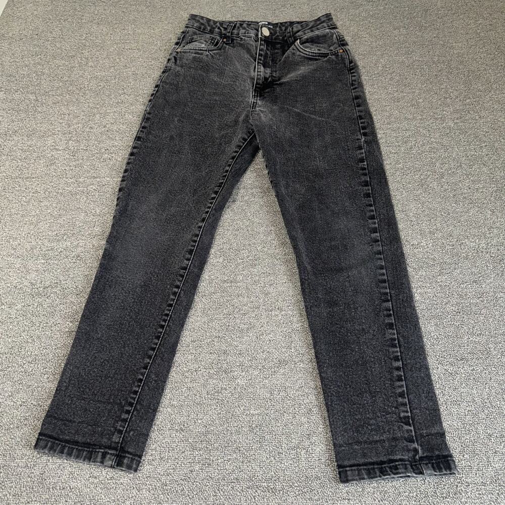 Cotton On Stretch Mom Jeans Womens 6 Black Denim 5-Pockets Dark‎ Wash Streetwear